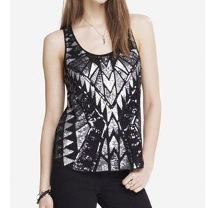 EXPRESS Sequin Embellished Art Deco Tank Top